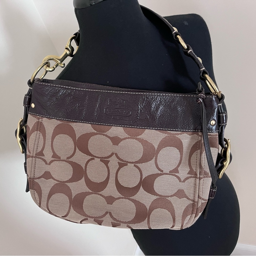 Coach genuine leather and classic C pattern Hobo bag